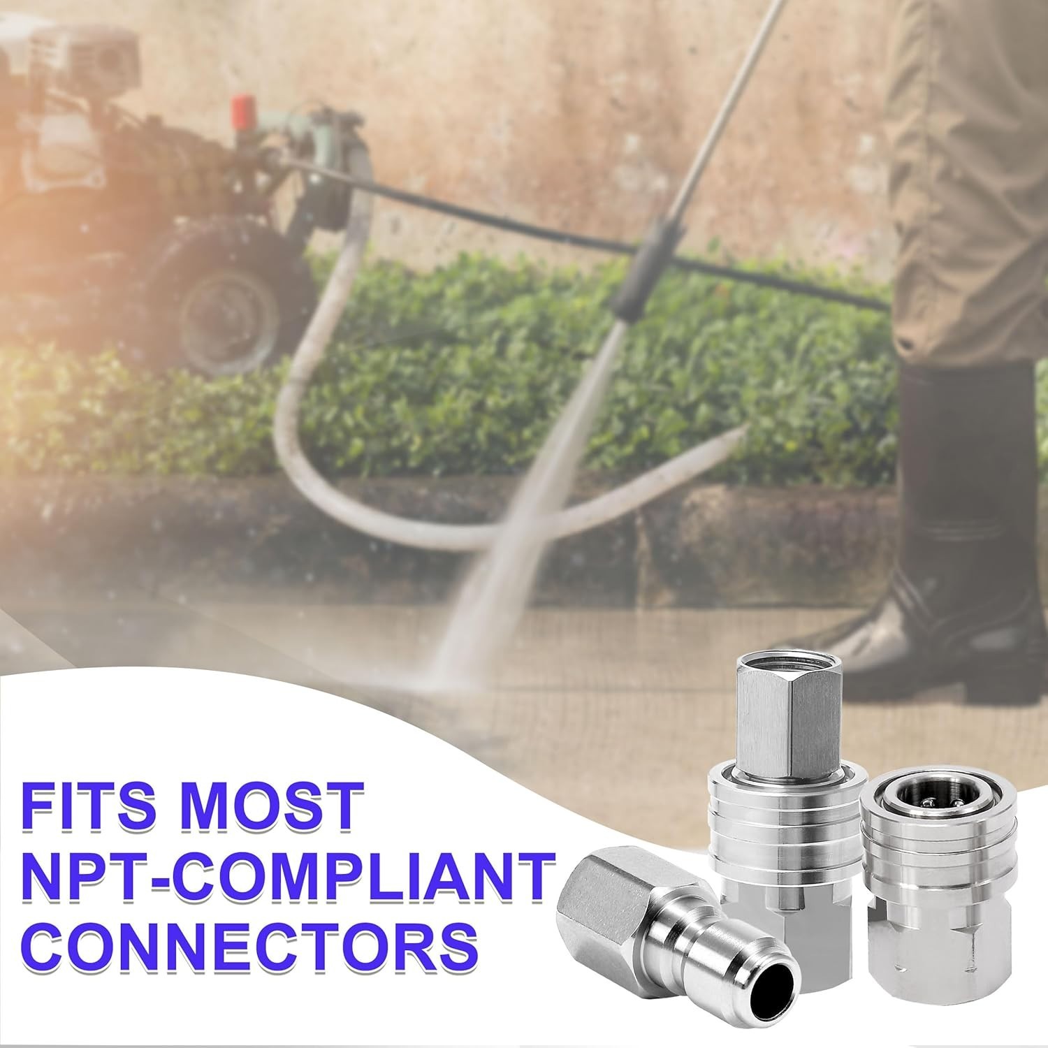 2 Sets of 3/8 Inch Quick Connect Pressure Washer Fittings – 5000 PSI Strength