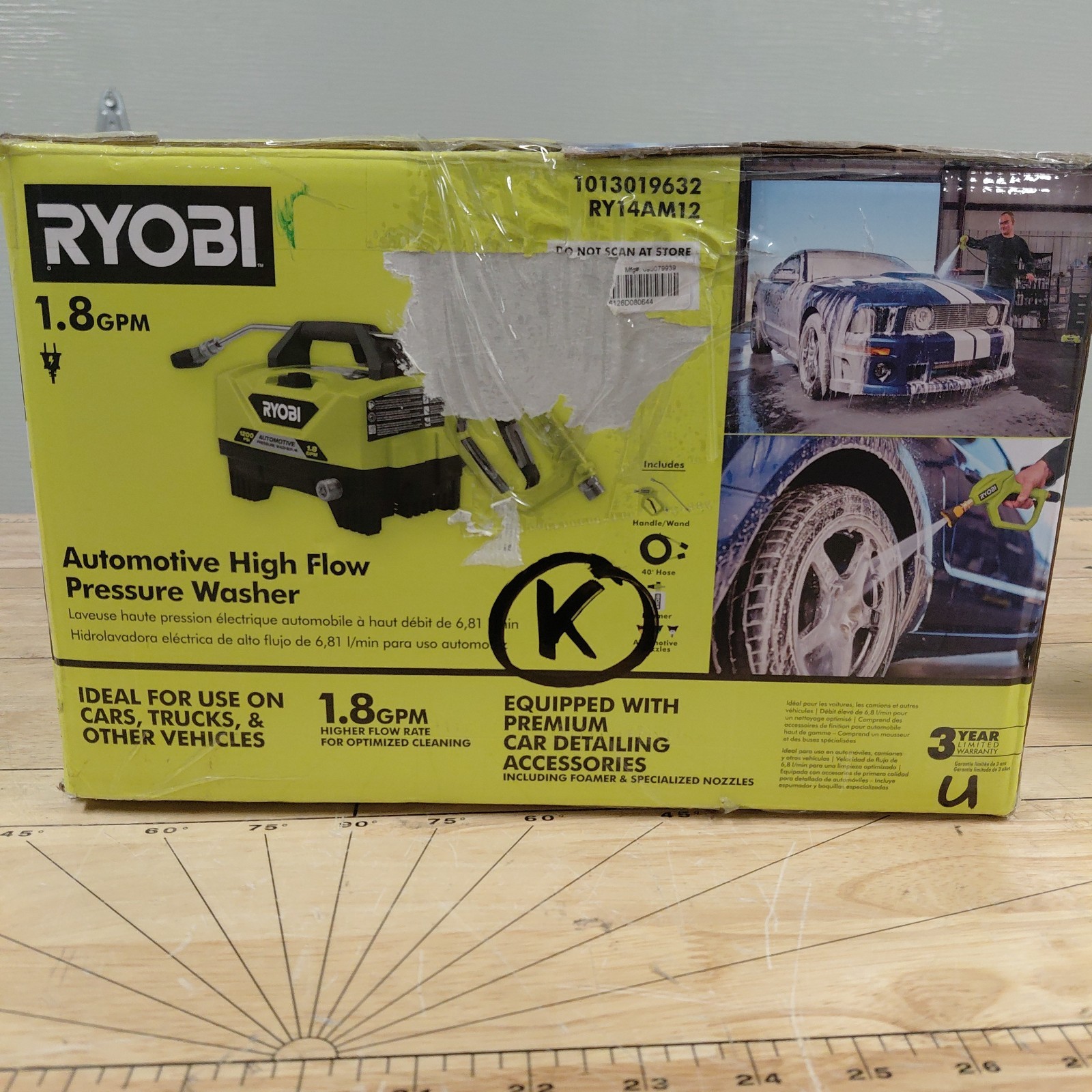 RYOBI RY14AM12 1.8 GPM Automotive High Flow Pressure Washer Kit 1200 PSI