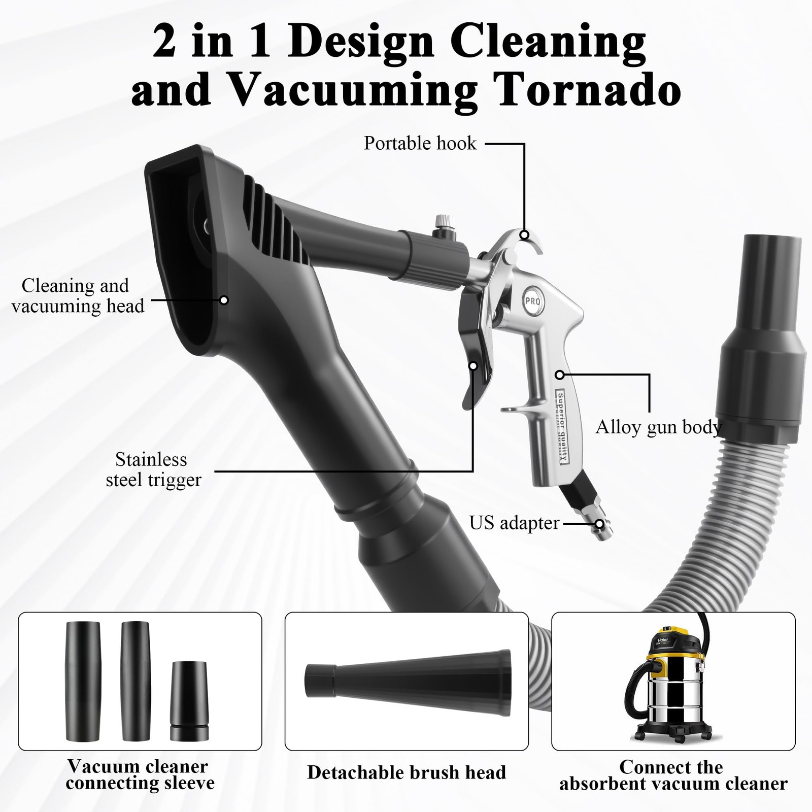 GOCCIDA 2IN1 Car Interior Detailing Air Blow Gun & vacunm Gun with Adjustable…
