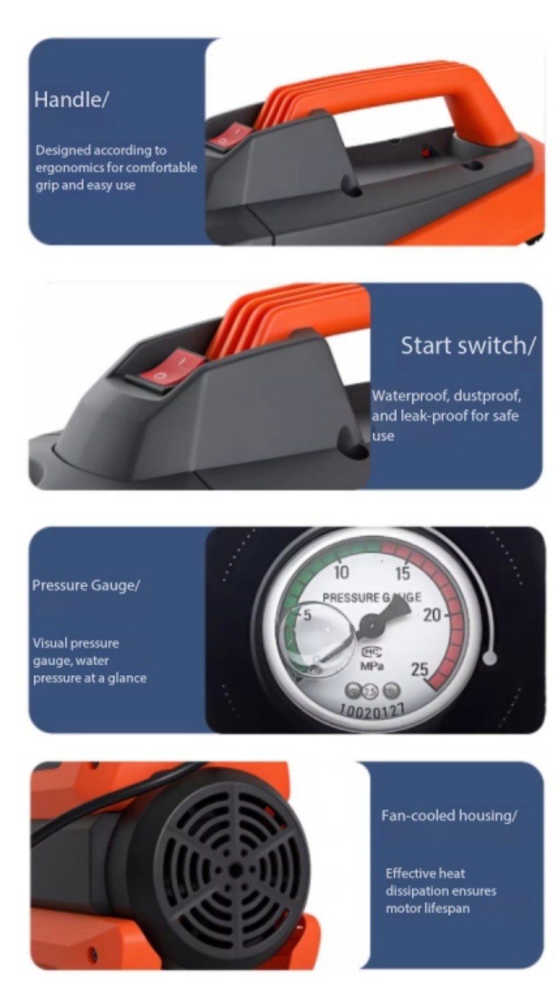 220V High-Pressure Water Pump, Car Wash Nozzle, Floor Scrubber, Car Wash Machine