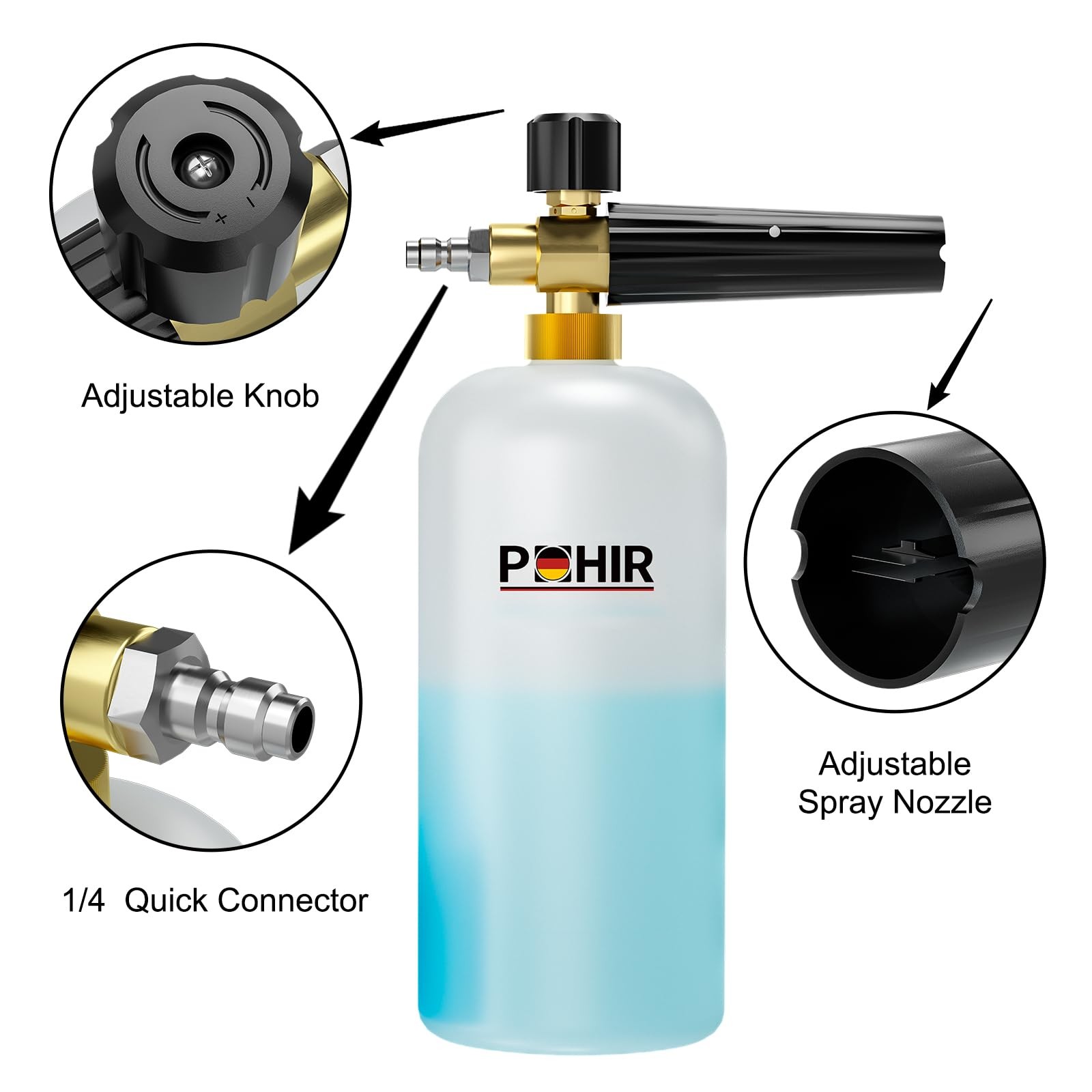 Short Pressure Washer Gun with Foam Cannon, 1/4 Inch Quick Connector, with 5 …