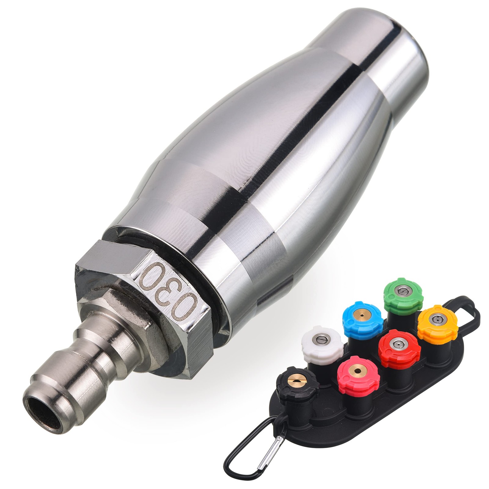 Turbo Nozzle Pressure Washer Rotating 1/4″ Quick Connect 7 Tips Holder 3600 PSI