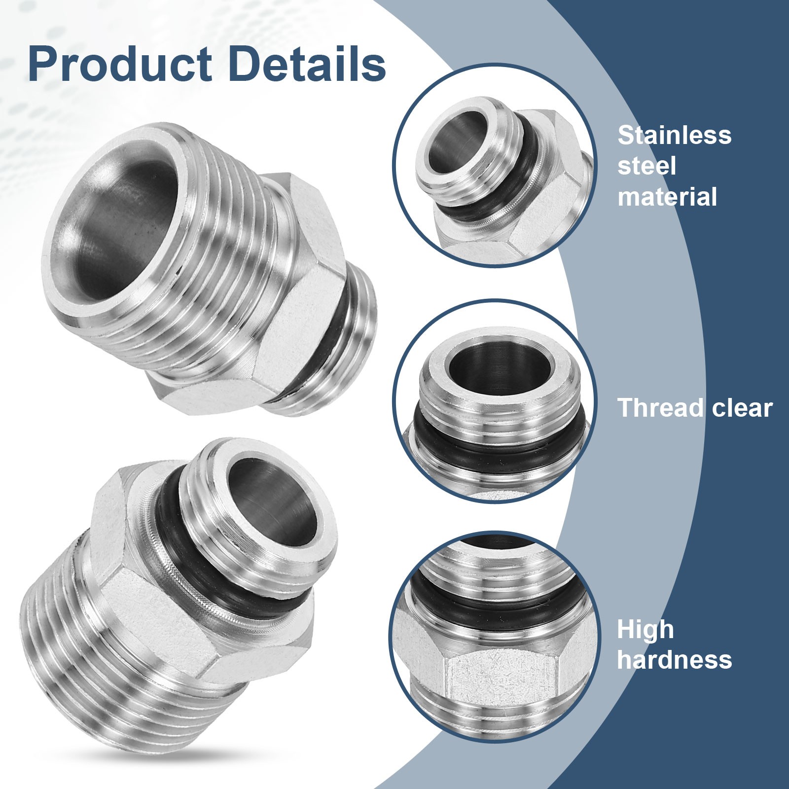2 Pcs G3/8″ Male to M22 14mm Male Steel Fittings Pressure Washer Adapter