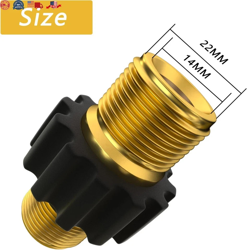 M22 14 mm Male Thread to M22 14mm Male Fitting Pressure Washer Hose Coupler