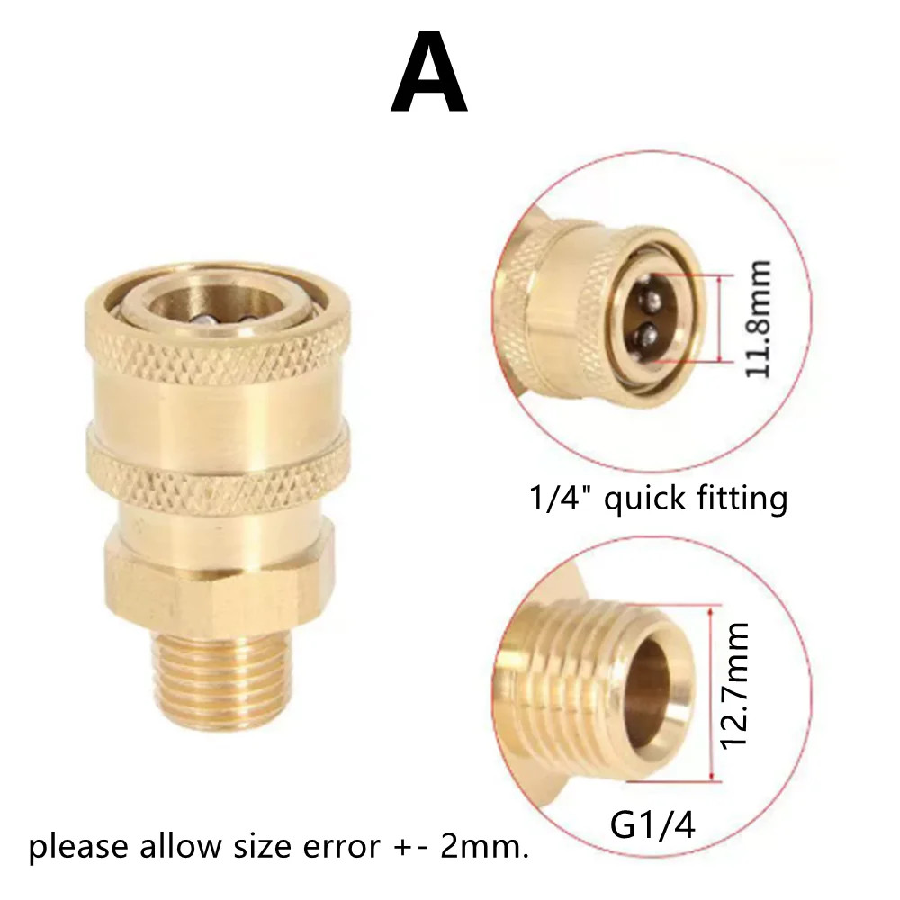 High Pressure Washer Nozzle 1/4″ Quick Plug Connector Coupler with G1/4 Male Fem