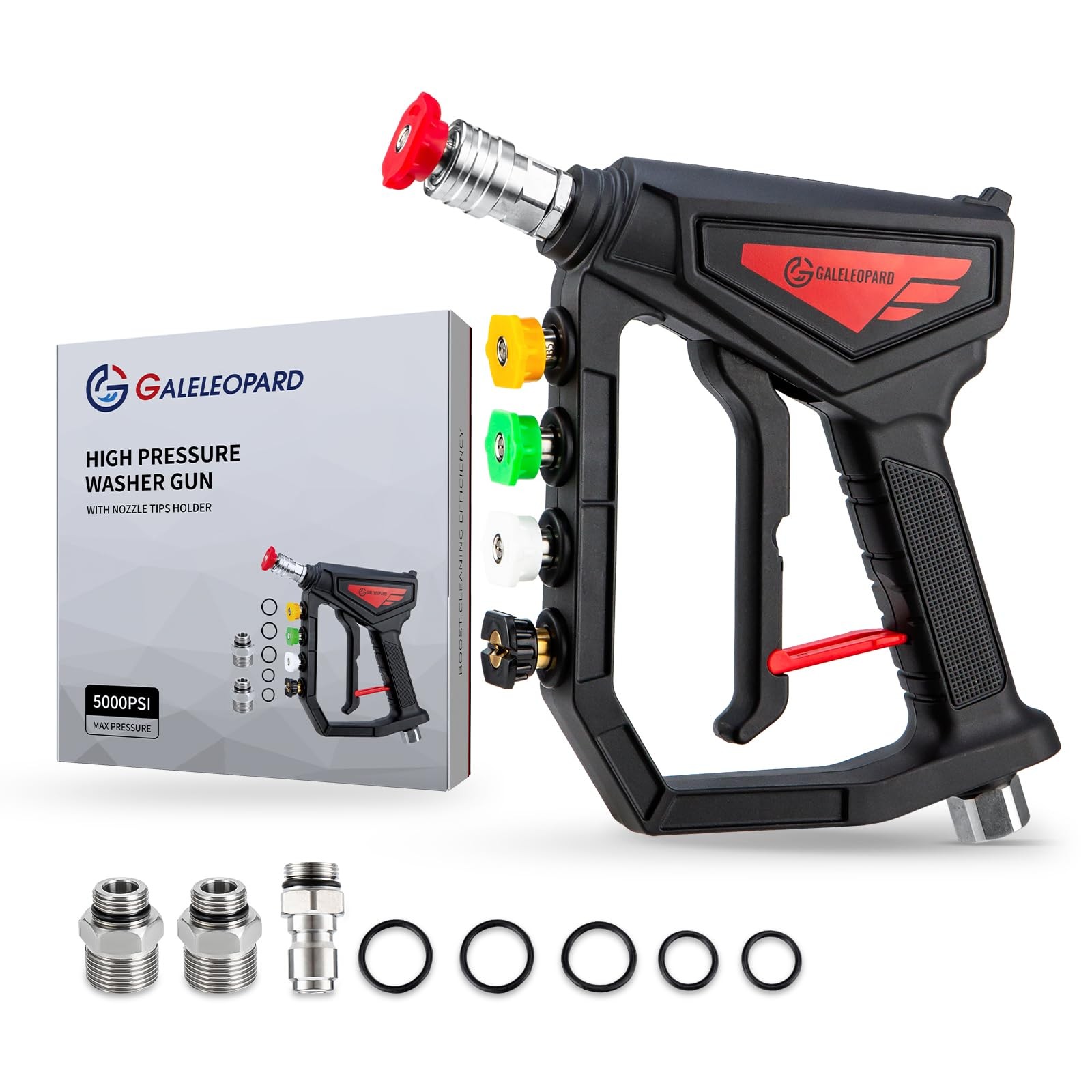 Short Pressure Washer Gun with Nozzle Holder, 5000 PSI High Pressure Washer G…