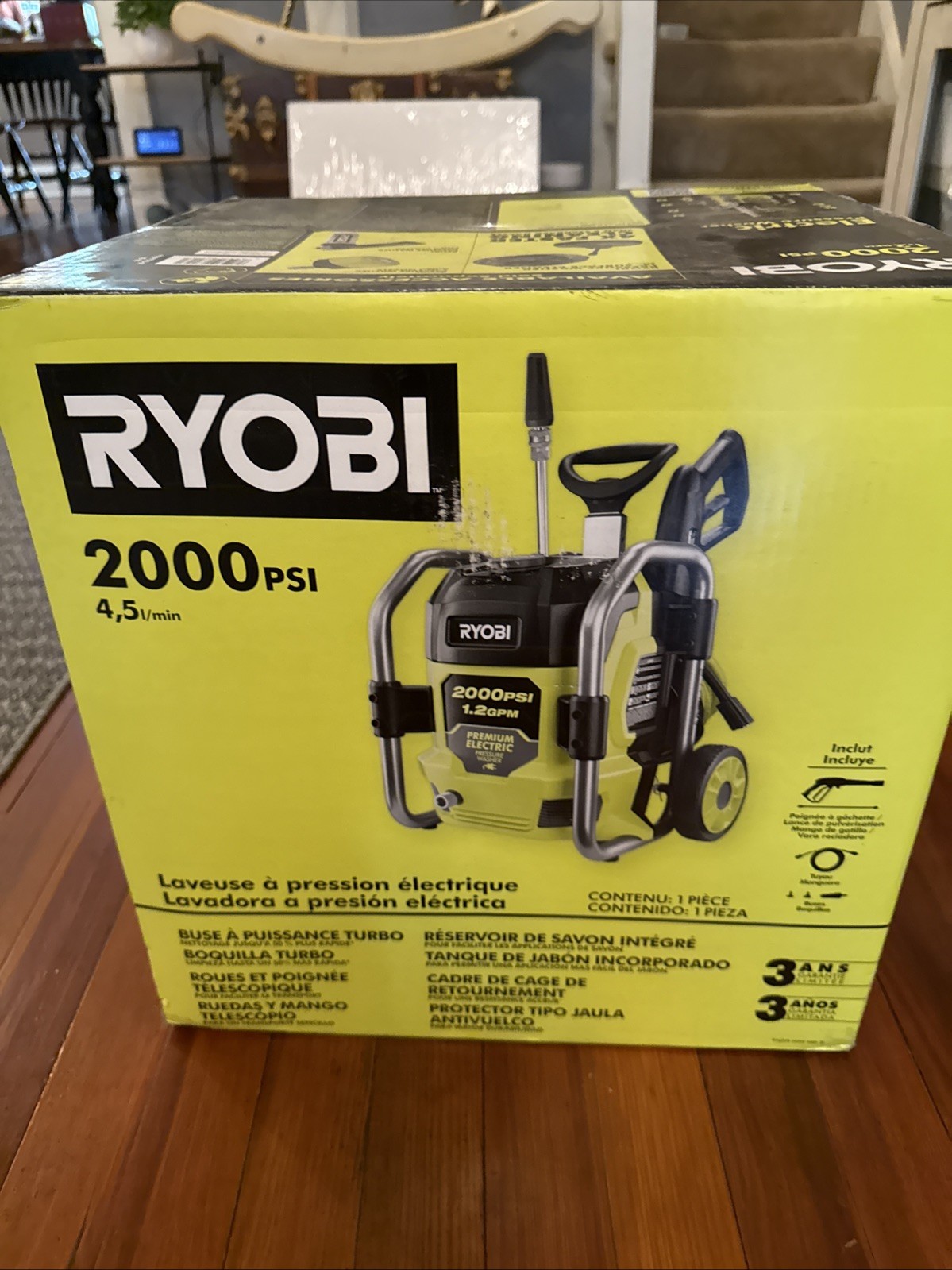 RYOBI 2000 PSI 1.2 GPM Cold Water Electric Pressure Washer New Damaged Box