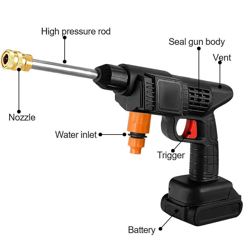 1500W Cordless Electric High Pressure Water Spray Car Gun Portable Washer Clean