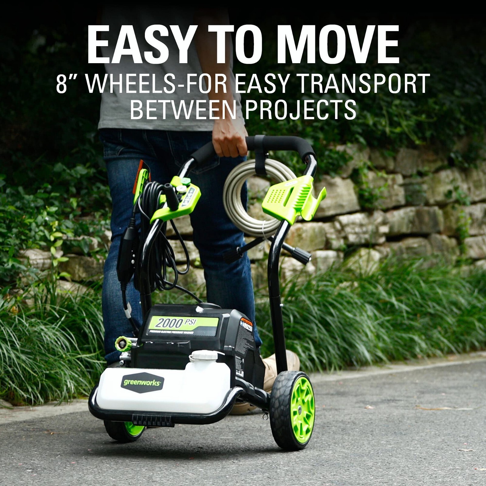 Greenworks 2000 PSI 1.2 GPM Electric Pressure Washer 25Ft Hose 35Ft Cord 4 Nozzl