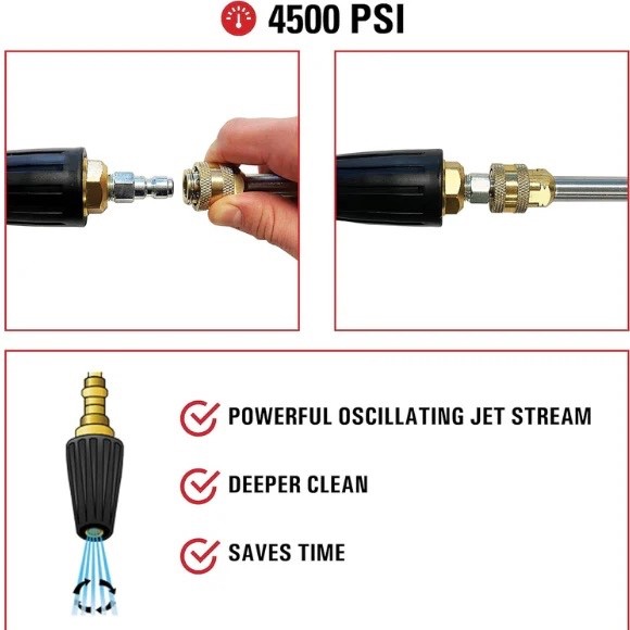 80144 Universal Turbo Pressure Washer Nozzle – 4500 PSI, 1/4″ Quick Connect