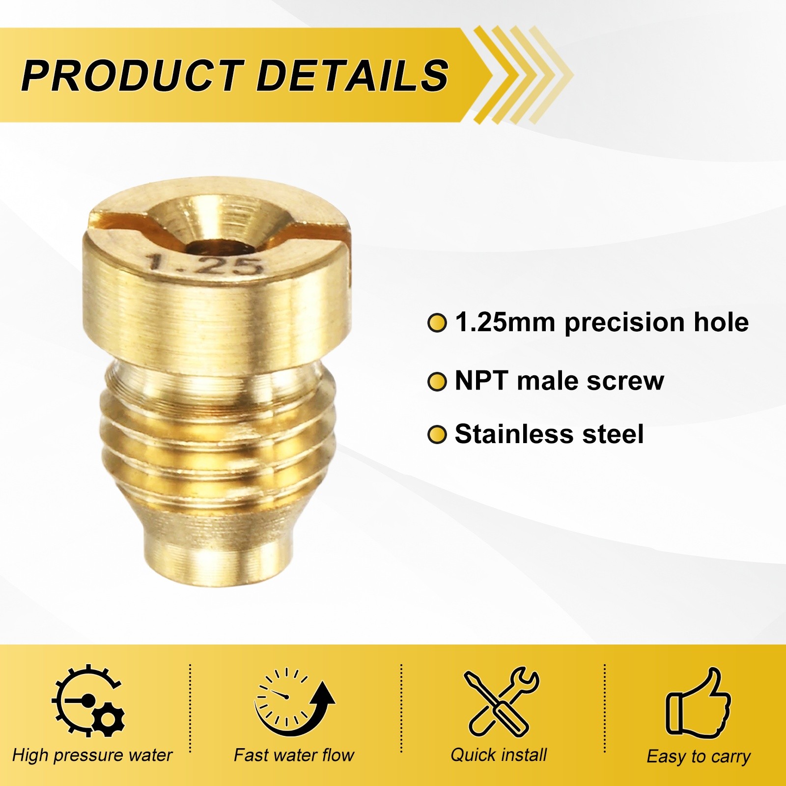1-Set Copper 1.25mm Orifice Foam Cannon Nozzle and 3 Layer Foam Maker Meshes