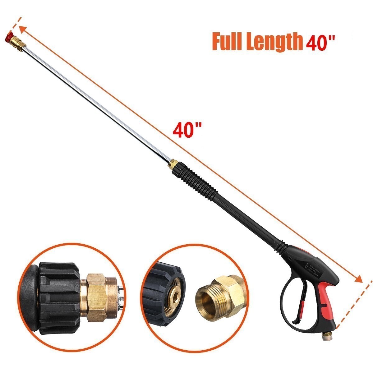 4000PSI High Pressure Car Power Washer Spray Gun Wand Lance Nozzle Tips Hose Kit