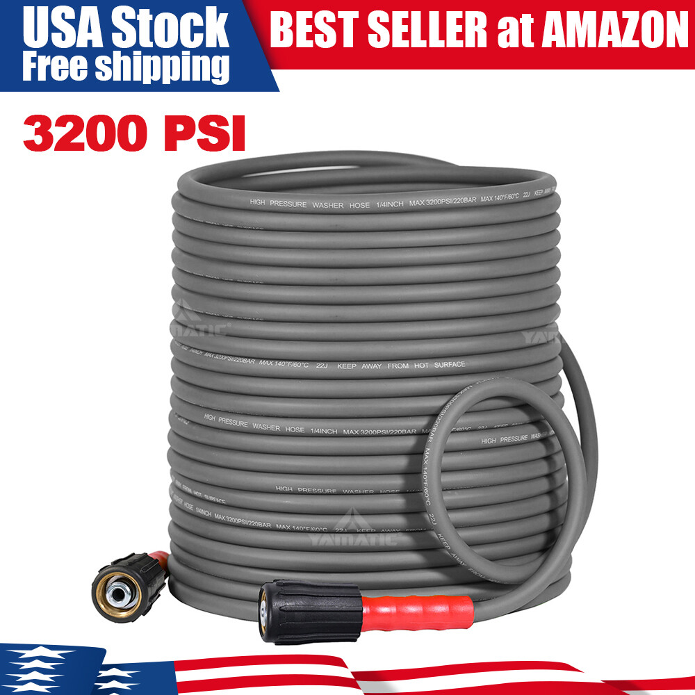 YAMATIC 1/4″ Kink Resistant Flexible Pressure Washer Hose M22-14mm 3200 PSI