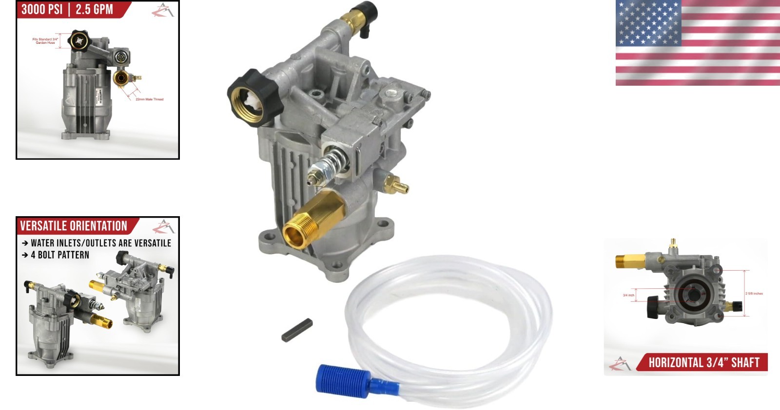 Lightweight Aluminum Power Washer Pump – 2.5 GPM, 3000 PSI for Troy-Bilt Models