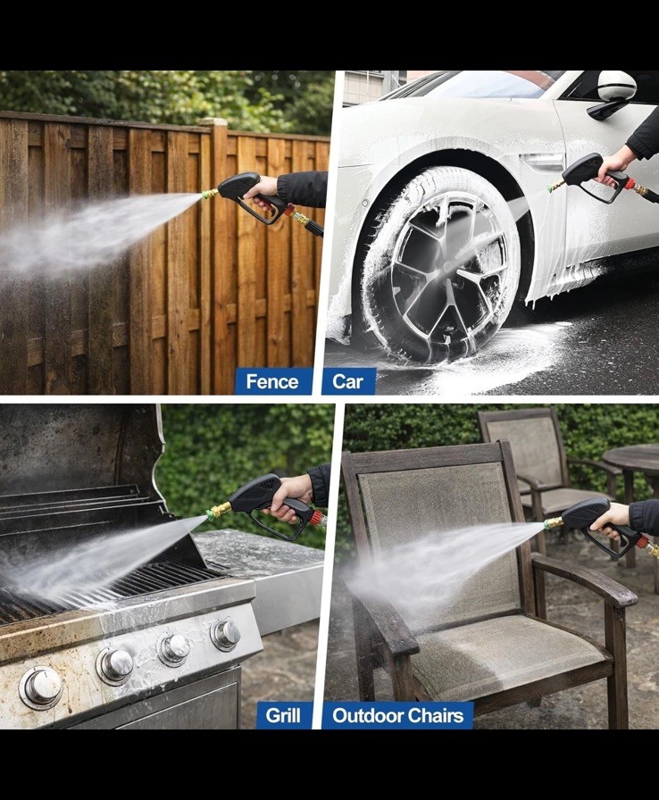 TOOLCY Pro Short Pressure Washer Gun 5000 PSI with 360° Swivel,3/8″ Quick Connec