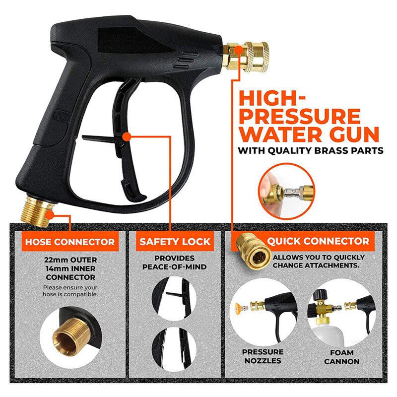 1/4″ Snow Foam Washer Gun Car Wash Soap Lance Cannon Spray Pressure Jet Bottle