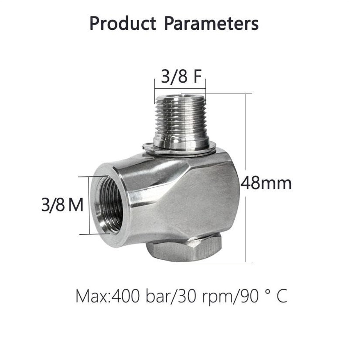 High Pressure Washer Car Wash Arm 360 Degree Swivel Joint Sw90 1/4 3/8