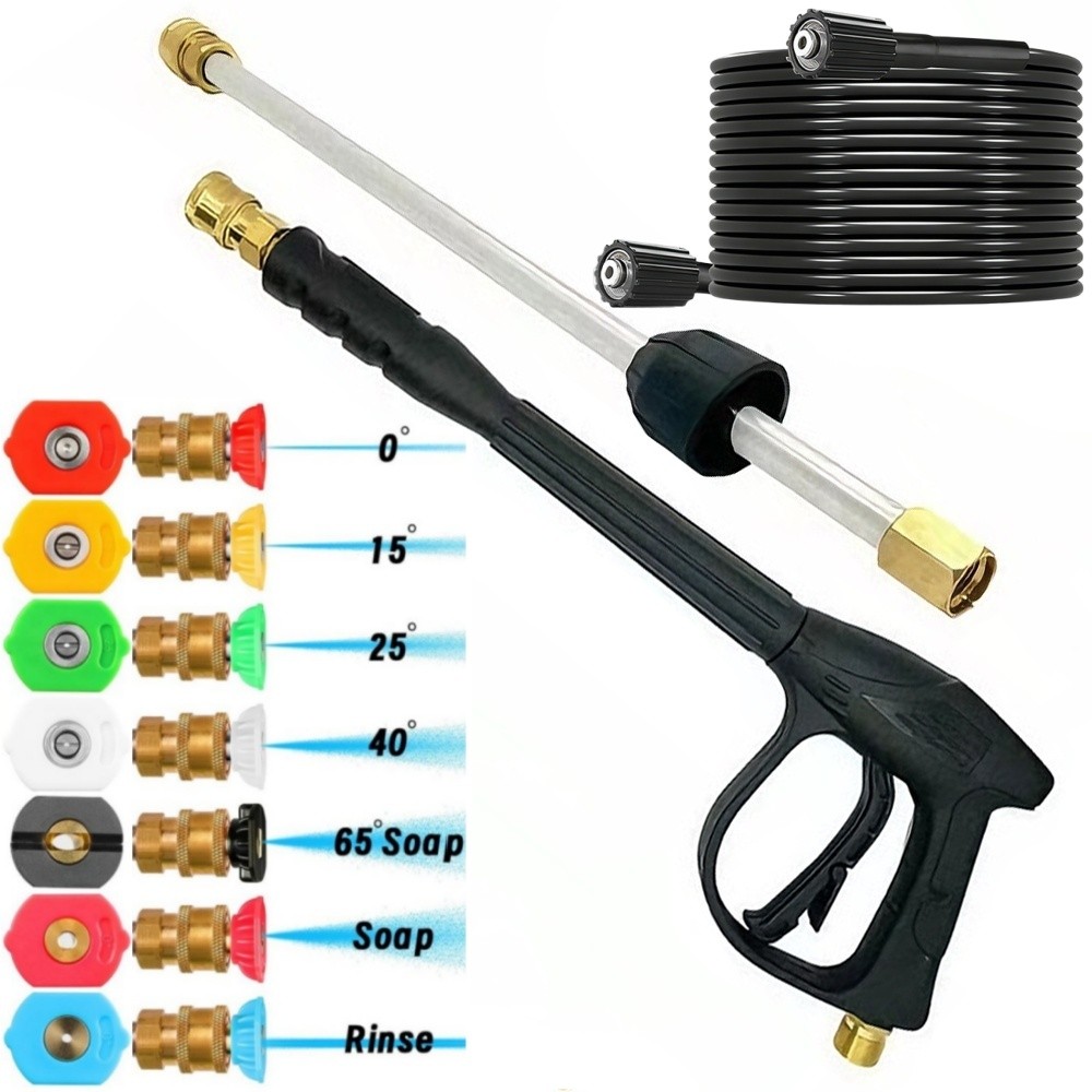 High Pressure 5800PSI Car Power Washer Gun Spray Wand Lance Nozzle and Hose Kit