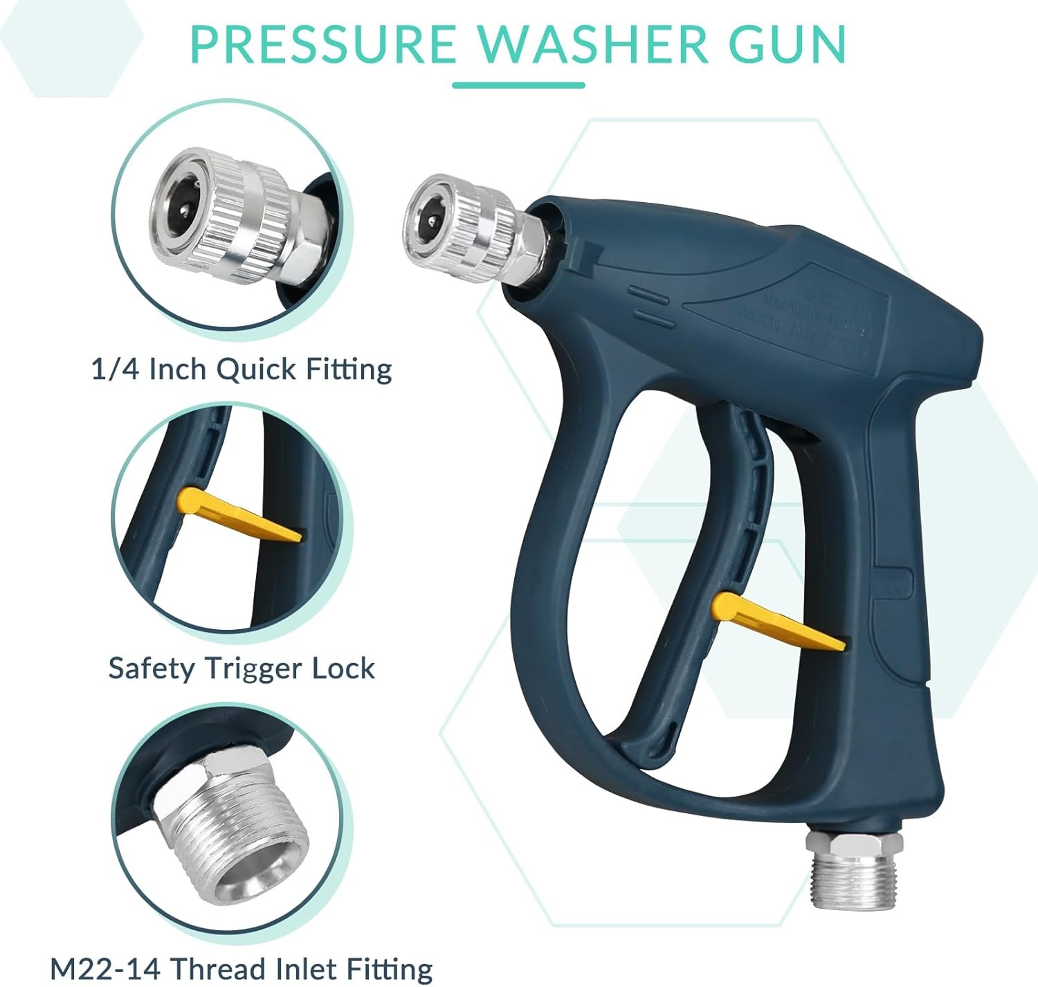 Pressure Washer Gun with Foam Cannon, 1/4 Inch Quick Connector, 5 Nozzle Tips