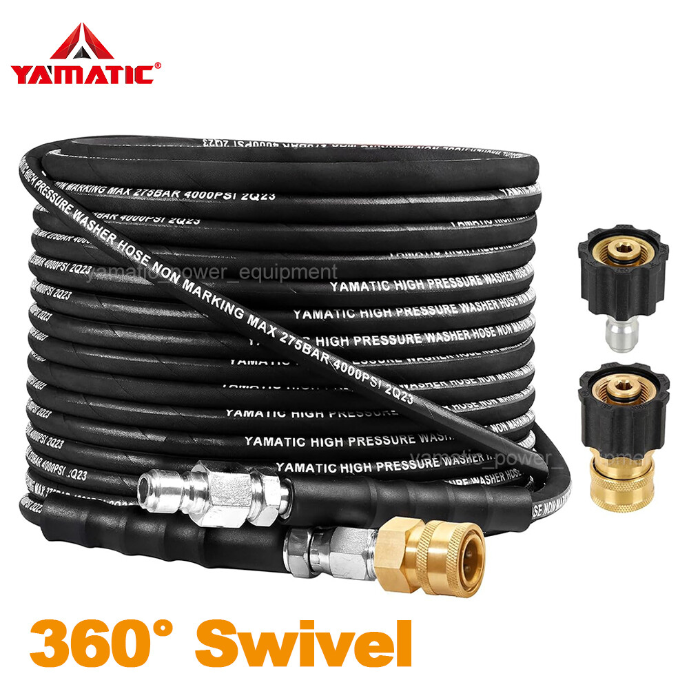 YAMATIC Pressure Washer Hose Hot/Cold Water 1/4″ Kink Wear Hose With 3/8″ Quick