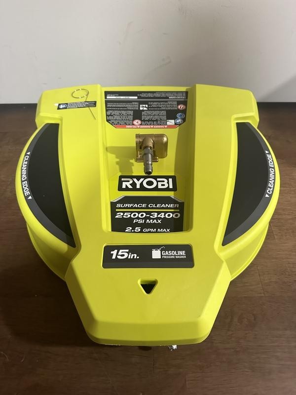 RYOBI 15 in. 3400 PSI Gas Pressure Washer Surface Cleaner with Caster Wheels
