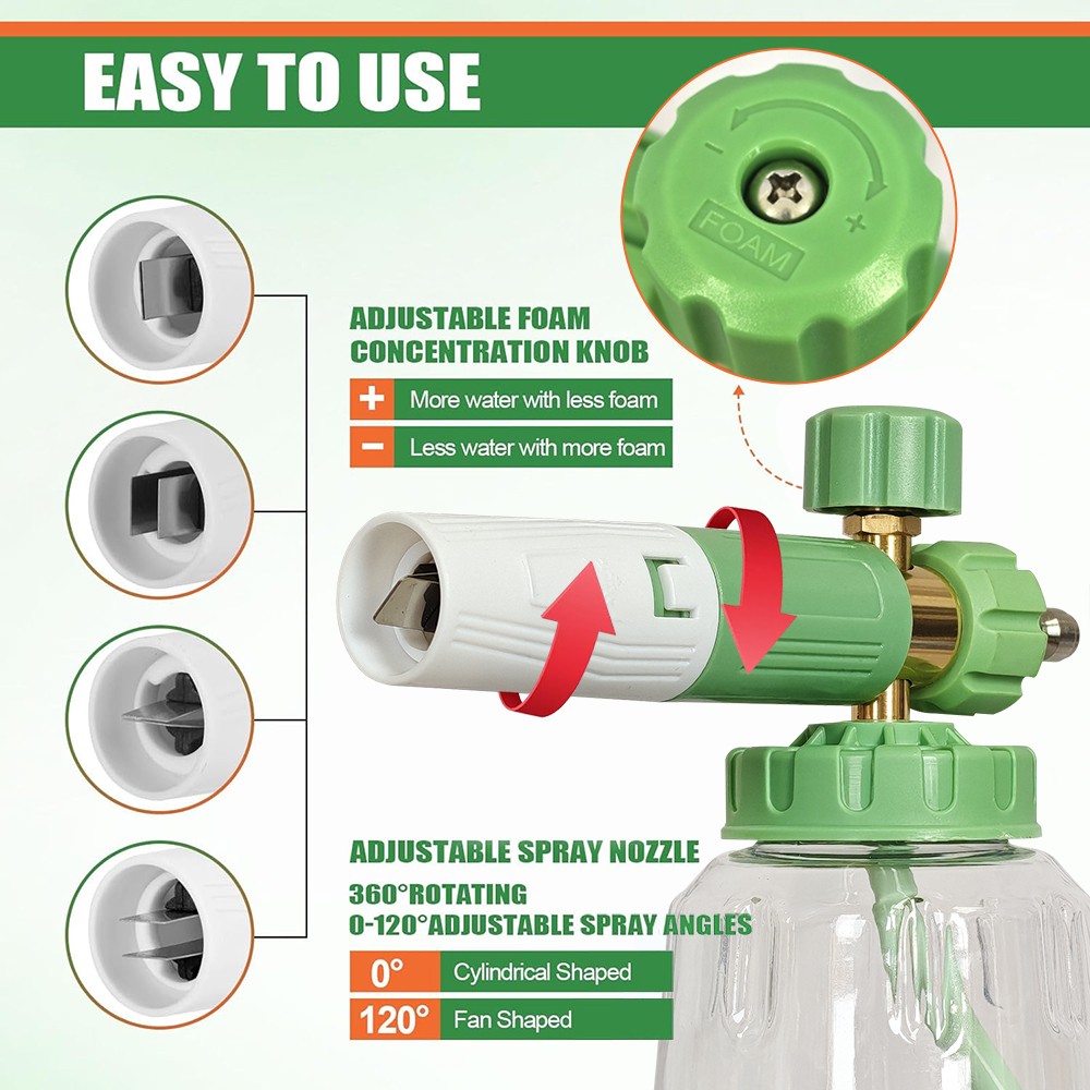 US Foam Cannon for Pressure Washer with Dual-Connector&Short Pressure Washer Gun