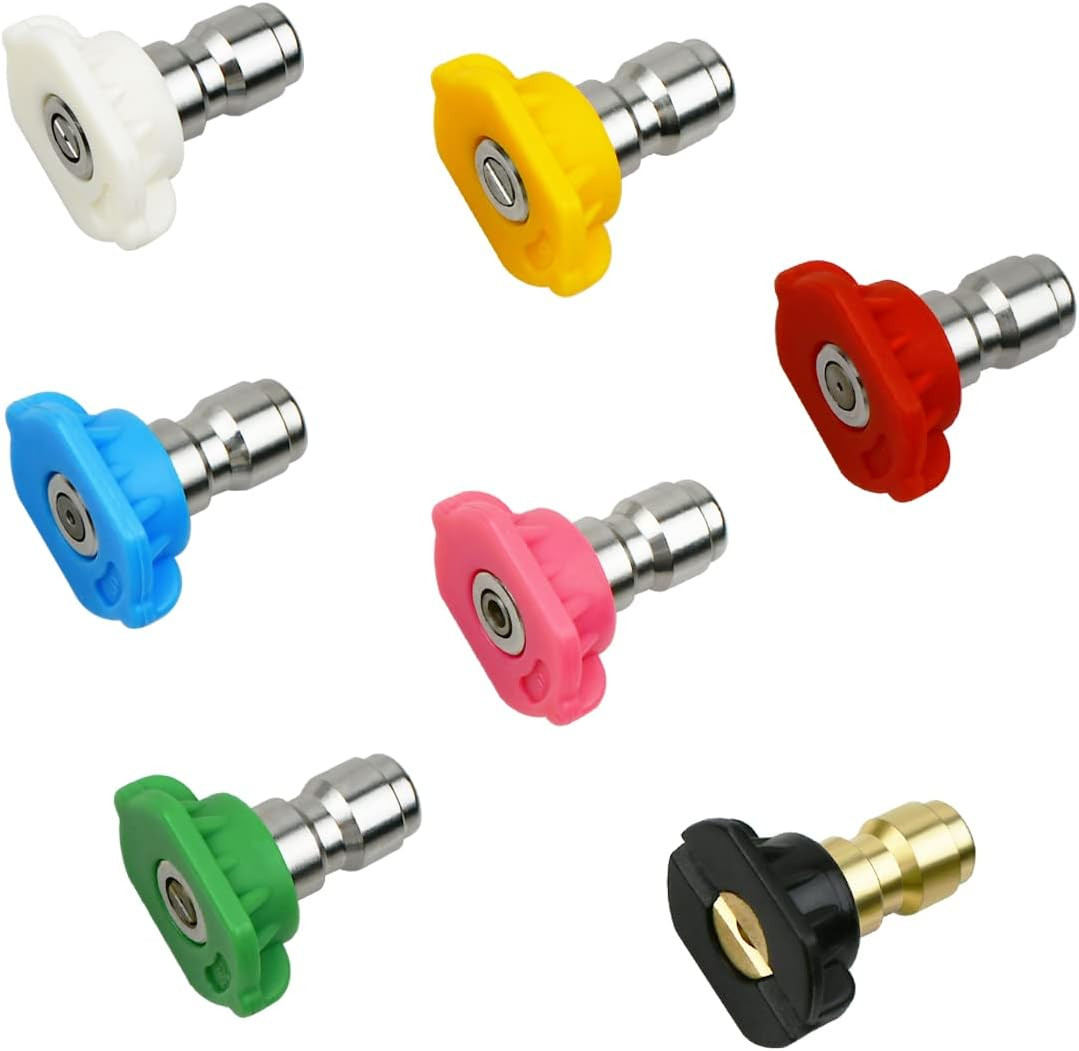 7 Pcs 7 Color Pressure Washer Spray Nozzle Tips 1/4 Inch Quick Connector Multipl