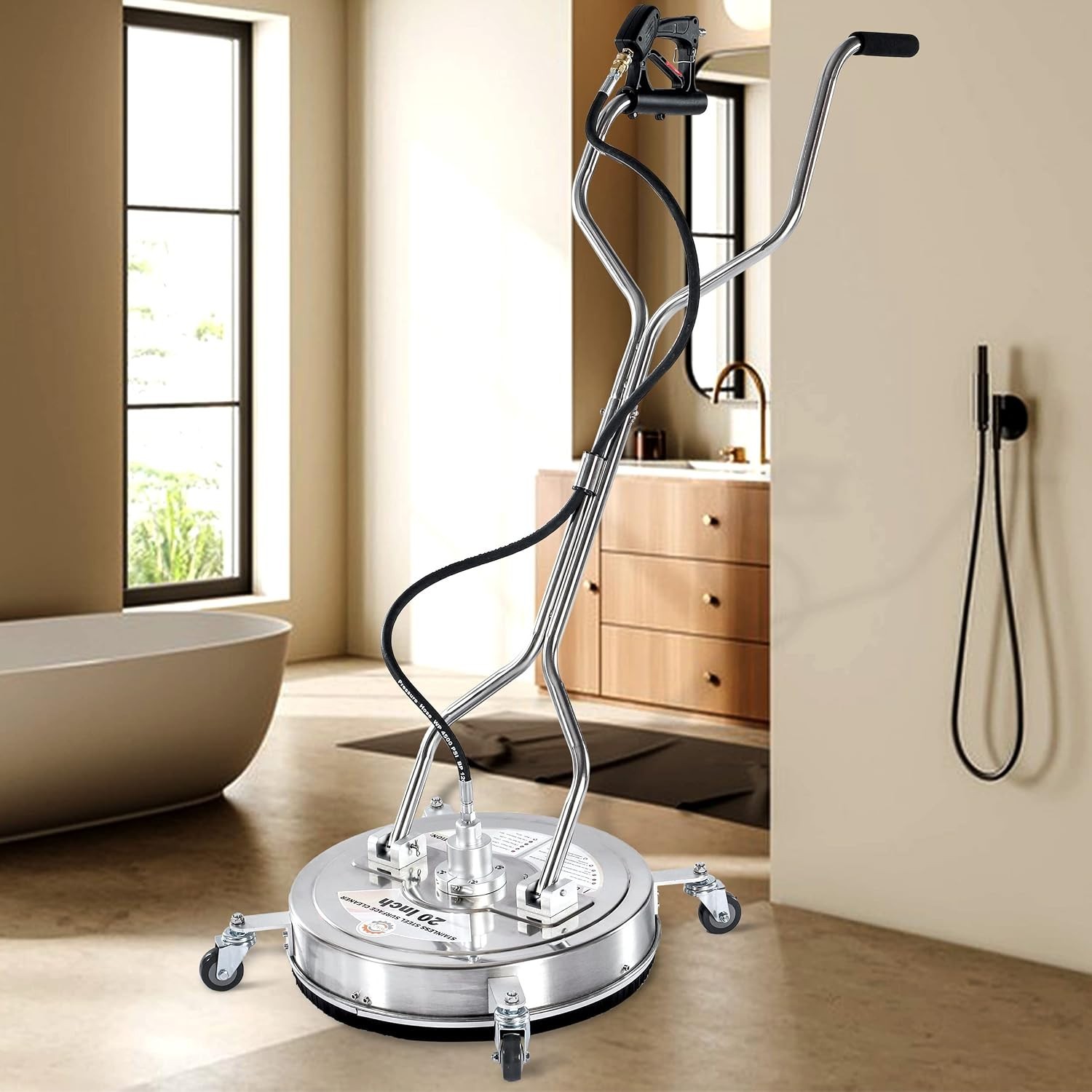 Time-Saving 20″ Pressure Washer Surface Cleaner with Wheels and Features
