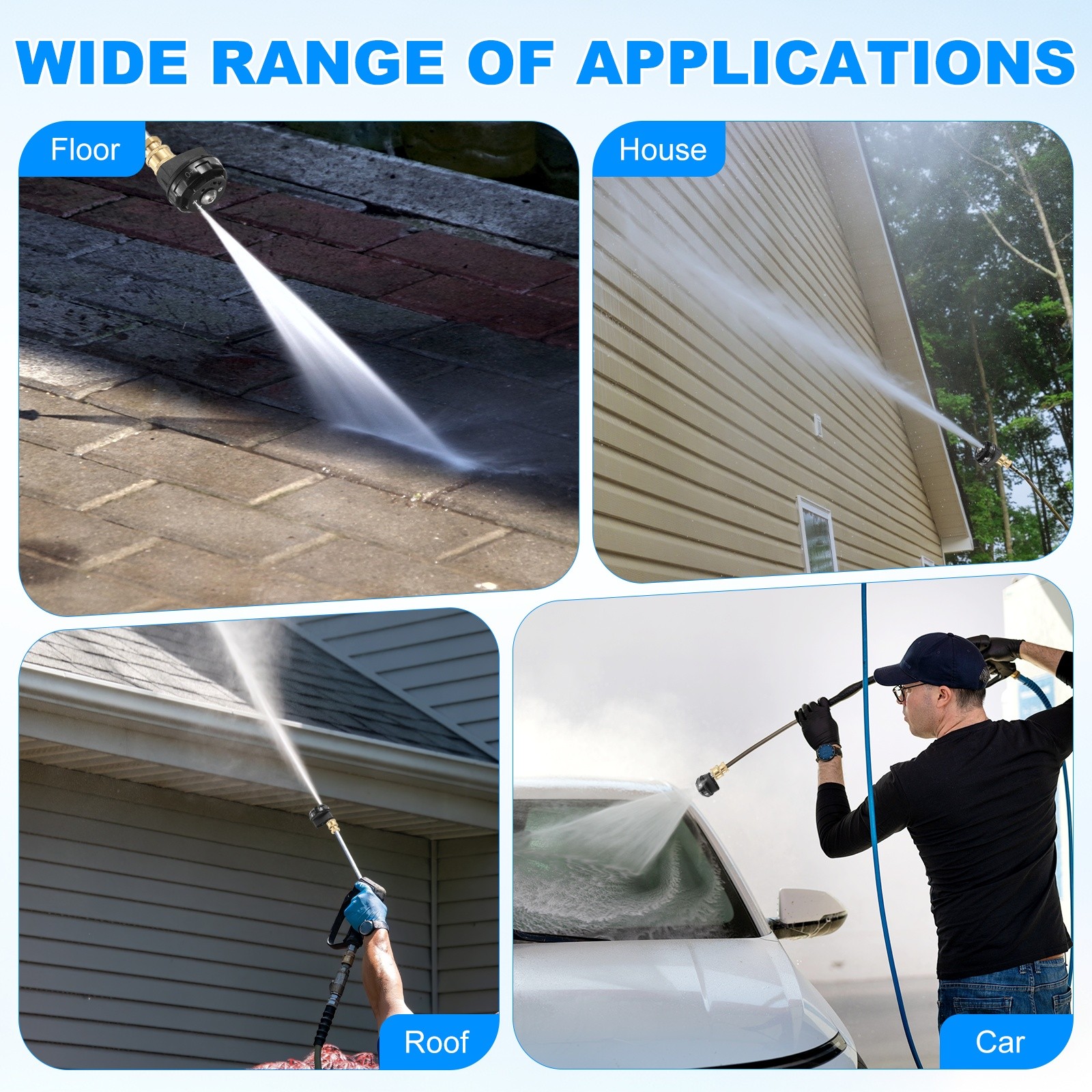 6-in-1 Pressure Washer Nozzle Tips with Connect Adapter, 3600PSI, 2.5GPM