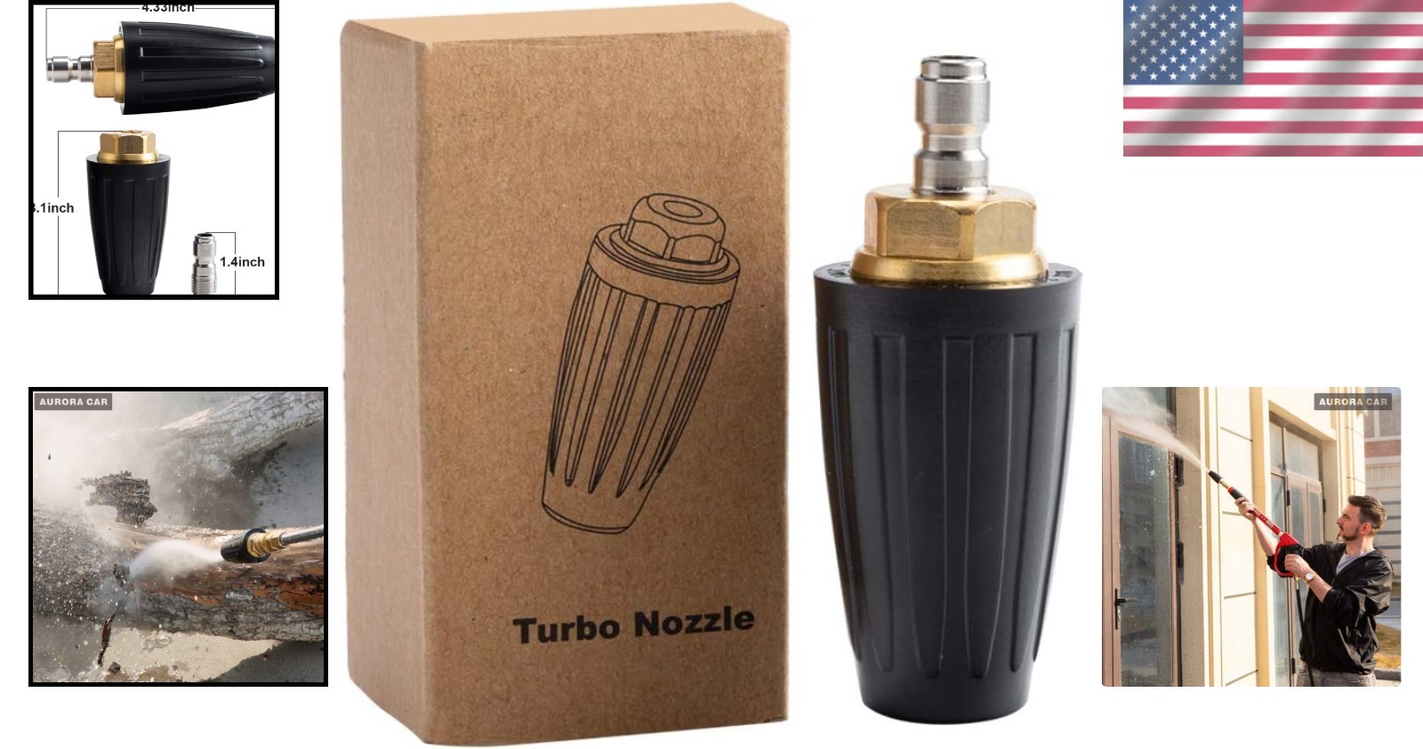 Versatile Pressure Washer Turbo Nozzle with 1/4″ Quick Connect for 4.0 GPM