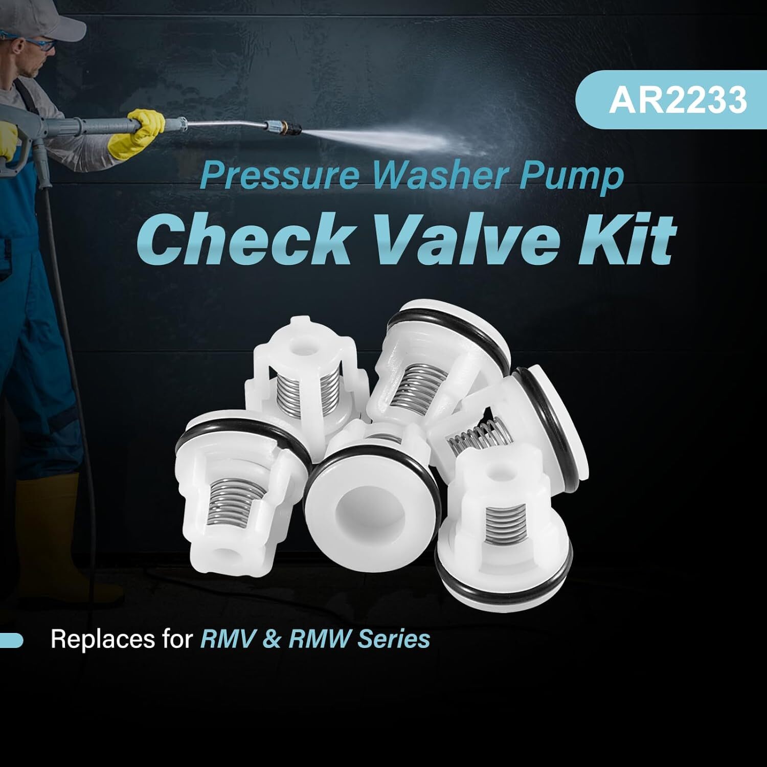 AR2233 Pressure Washer Pump Check Valve Kit For Annovi Reverberi RMV and RMW