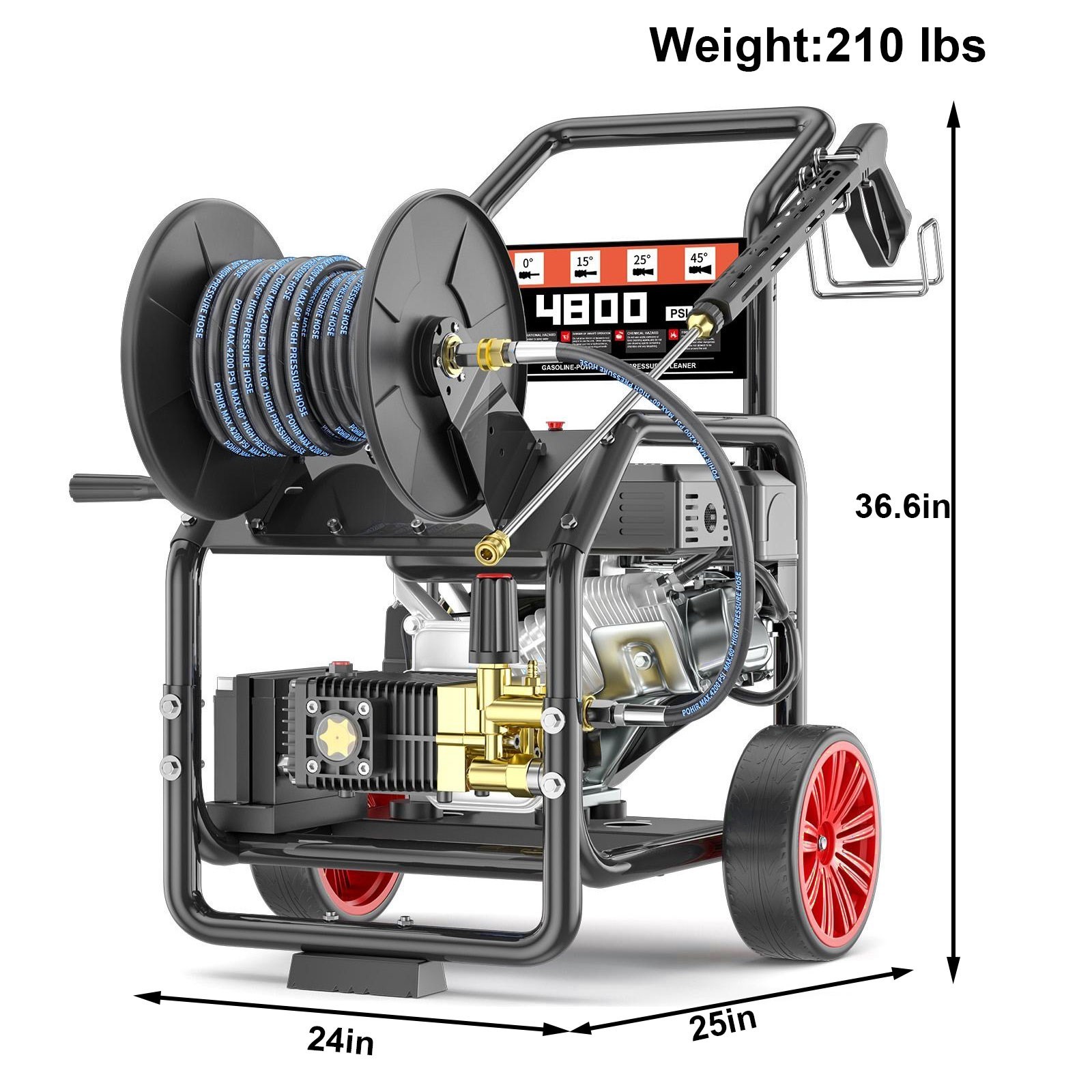 POHIR 4800PSI Gas Pressure Washer 4.0 GPM 500cc 18HP Electric Start 50FT Hose