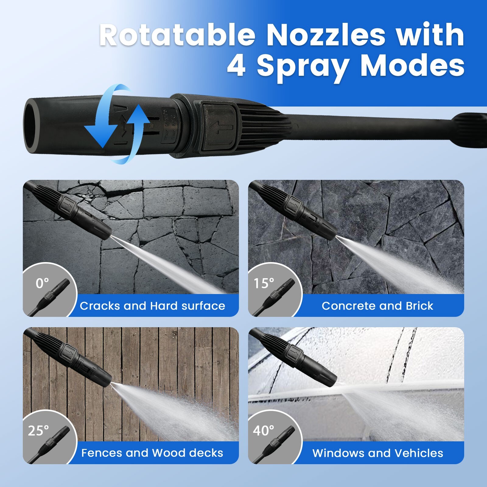 Electric Pressure Washer, Electric Power Washer with Rotatable Nozzles, 3200 PSI