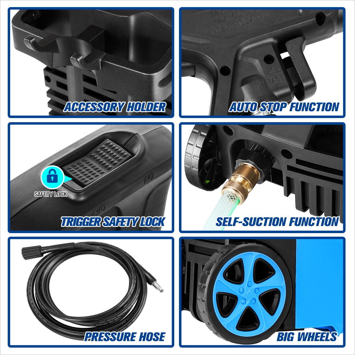 1813 PSI 1.45 GPM High-Pressure Electric Power Cleaner Car Washer Machine Blue