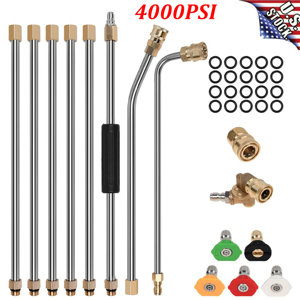 Gutter Cleaning Tool High Pressure Washer Wand Lance Nozzles & Pivoting Coupler