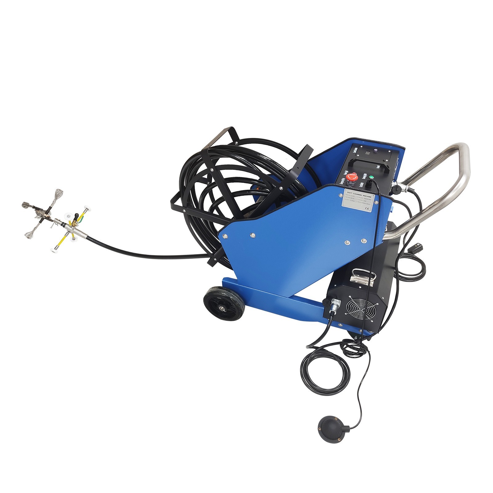 220V Commercial Kitchen Oil Fume Duct Cleaning Machine 6 Brushes suit 100-800mm