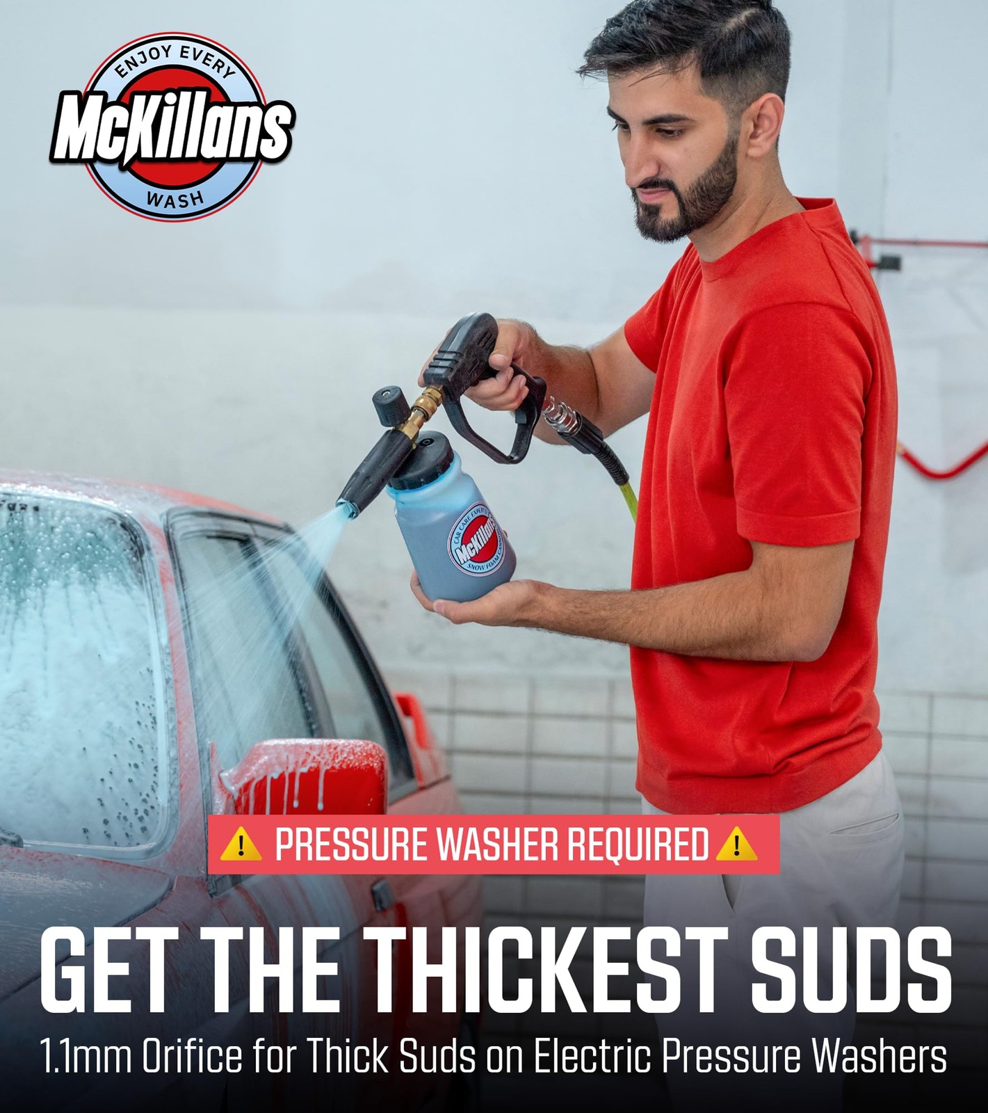 McKillans Pressure Washer Gun with Swivel Foam Cannon Wide Mouth M22-14mm A…
