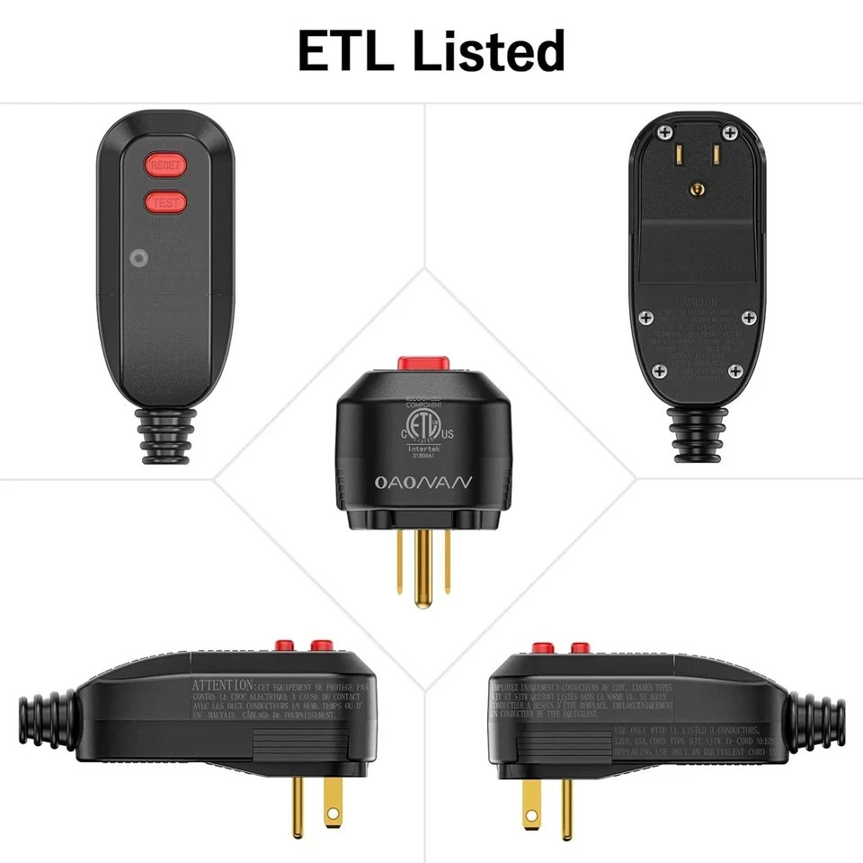 GFCI Auto Reset Plug 15A 3-Prong Waterproof for Pressure Washer & Hot Tub*