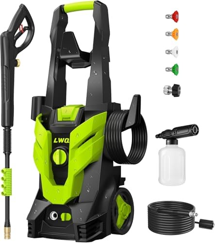 LWQ PRESSURE WASHER POWER WASHER WITH 4 QUICK CONNECT NOZZLES 1 FOAM- GREEN