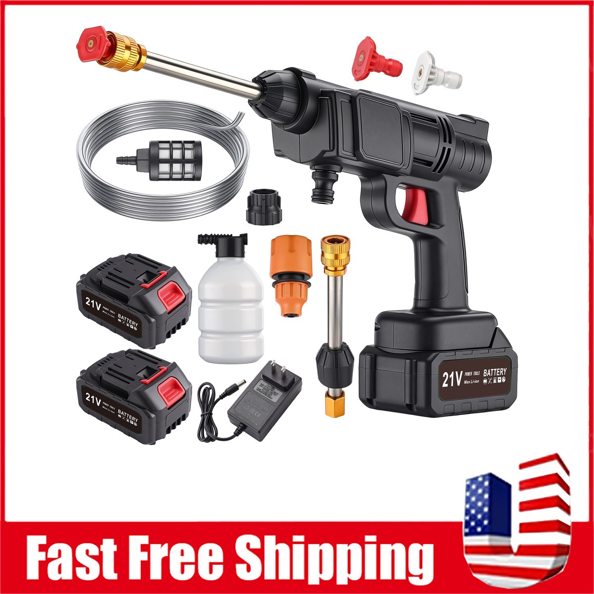 Portable Cordless Electric High Pressure Water Spray Gun Car Washer Cleaner Tool