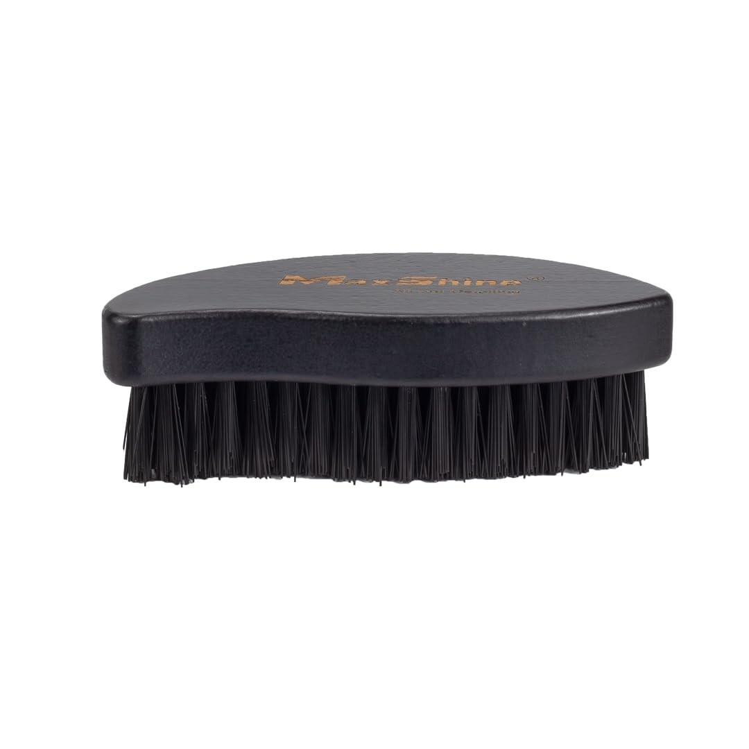 Maxshine Universal Ergonomic Tire Brush with Wood Brush, Black