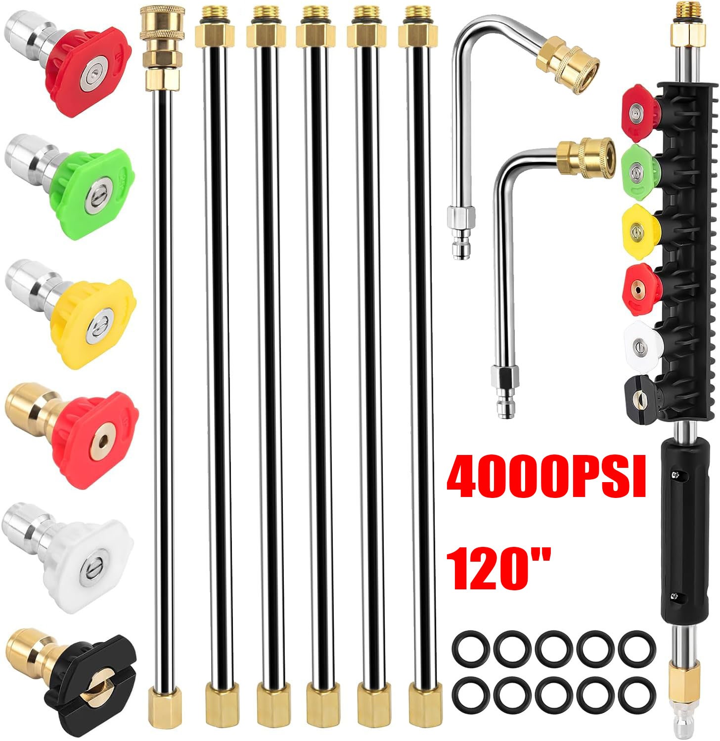 4000PSI High-Pressure Washer Extension Wand Replace Lance Gutter Cleaner Nozzle