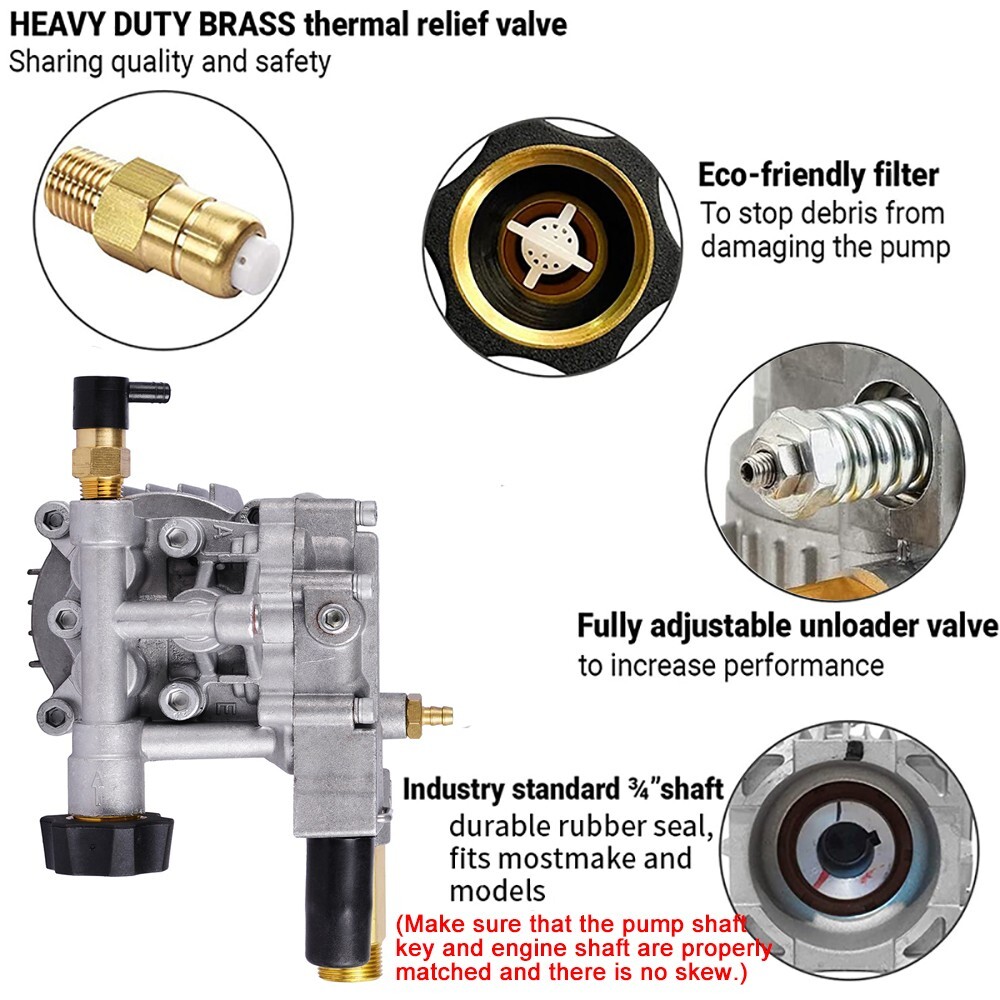 3000PSI Power Pressure Washer Pump for 3/4″ Shaft Horizontal Washer Pump