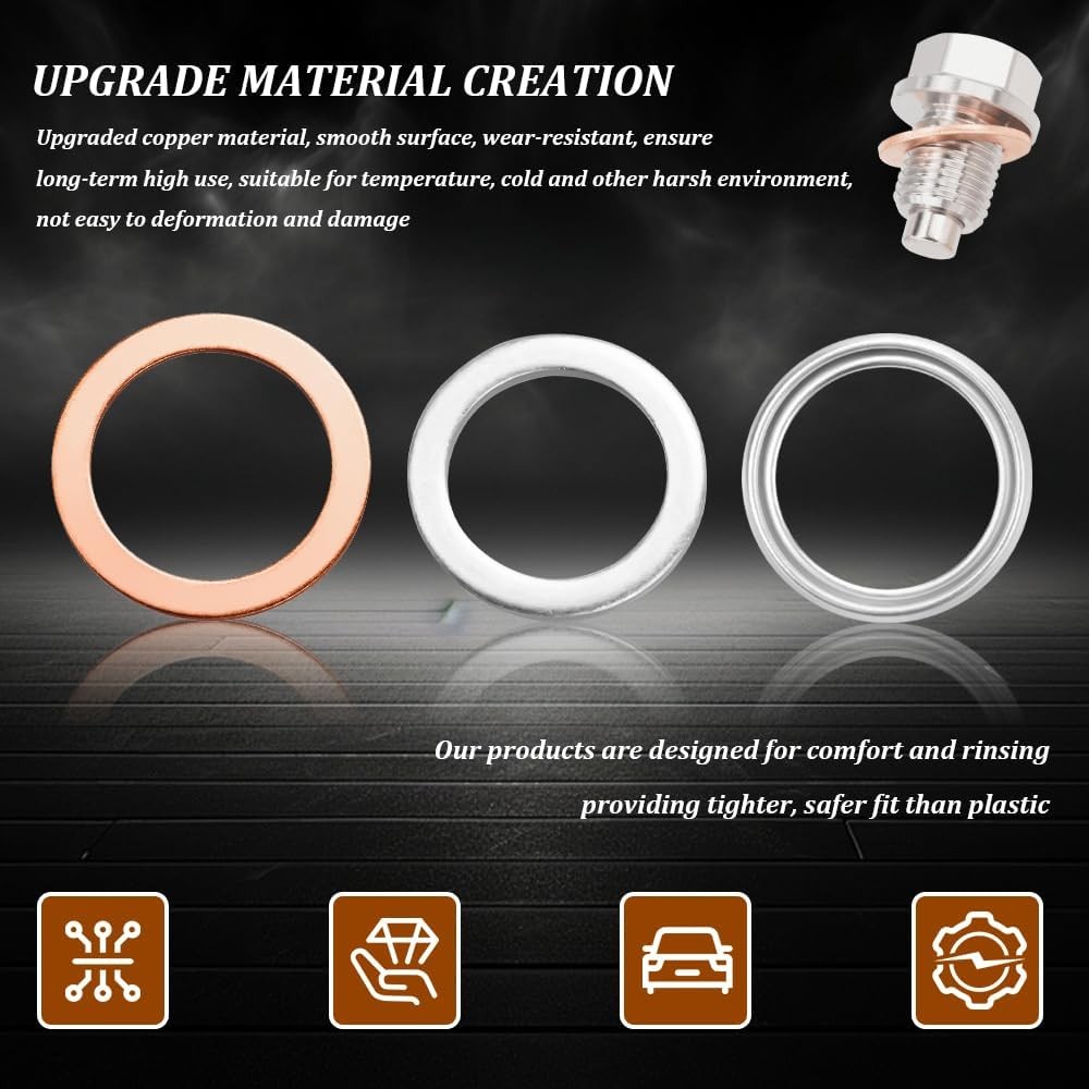 12PCS Differential Transfer Case Crush Washer Gasket Kit, Oil Drain Plug Gasket,