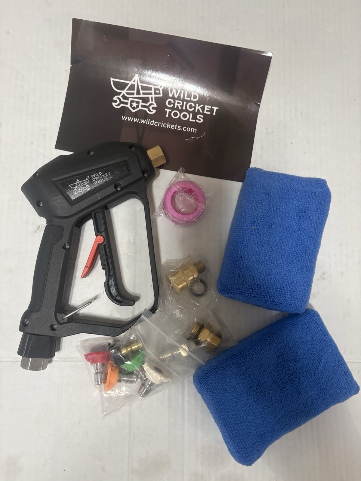Wild Cricket Tools Short Pressure Washer Gun 5000 PSI w/ 5 Nozzles M22 3/8 QC