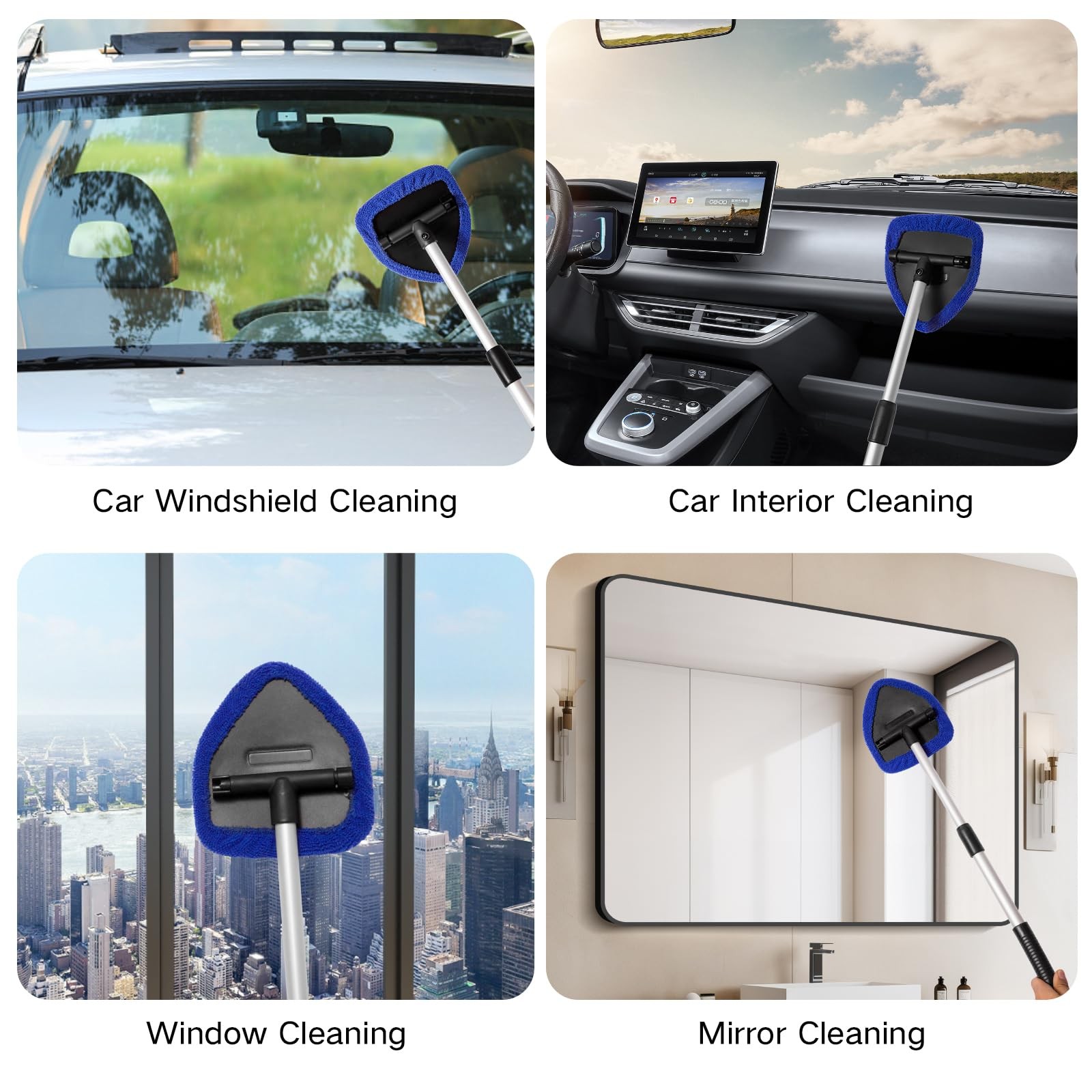 Qydipclin 10pcs Windshield Cleaning Tool Inside Car Window Cleaner Wash Blue