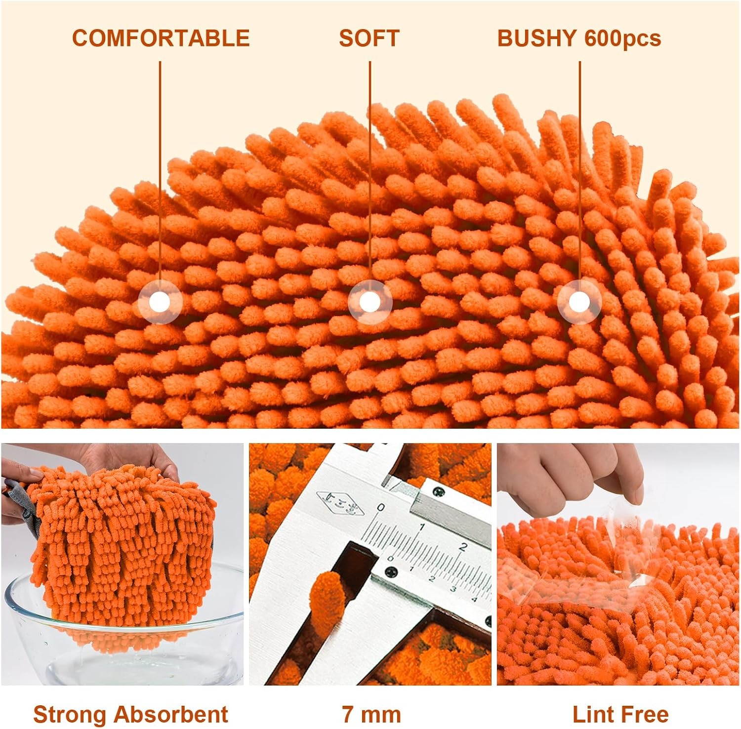 Ordenado 62″ Car Wash Brush Kit Mitt Mop Sponge with Long Handle D-orange