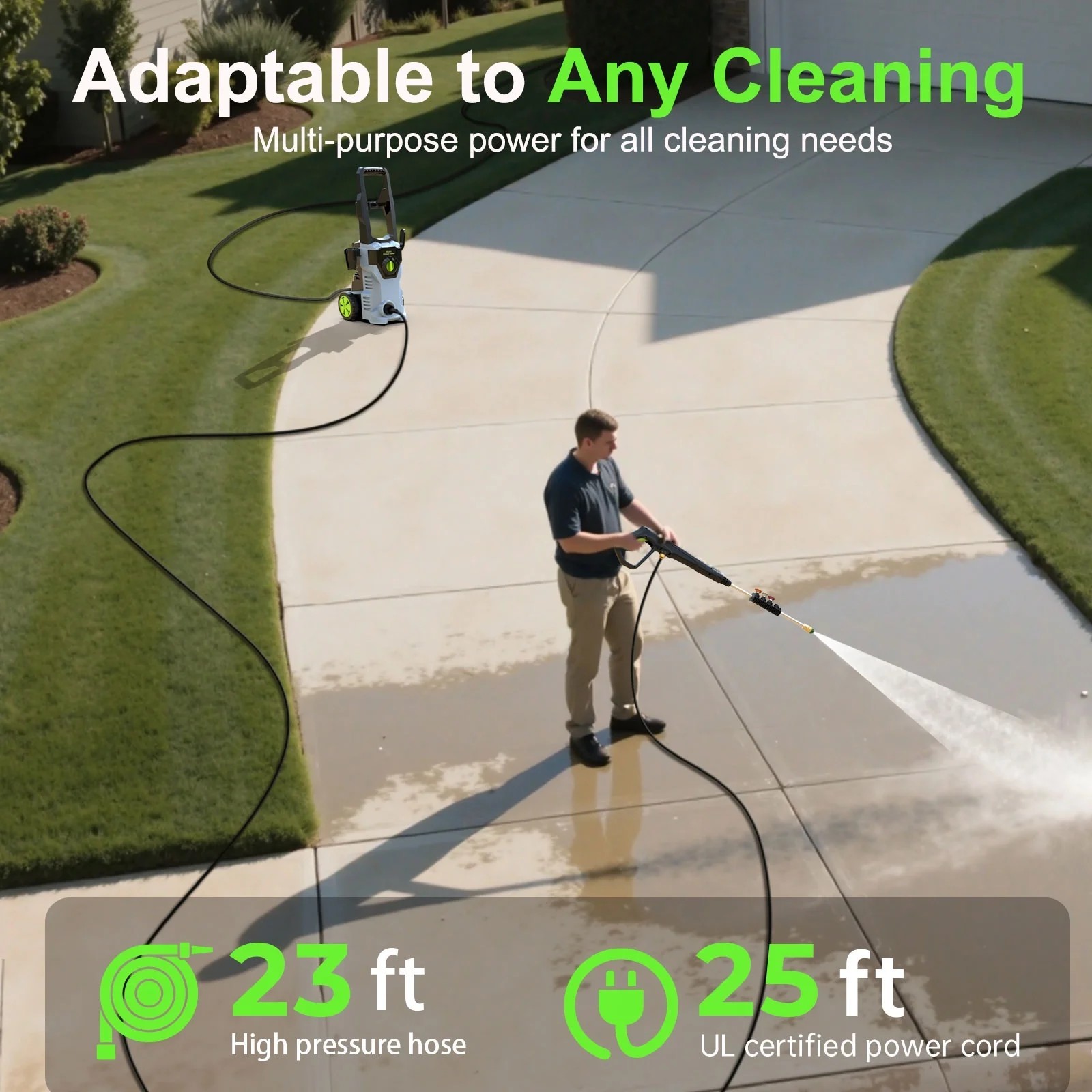 Electric Pressure Washer 5000PSI Max 3.0GPM Portable Power Washer 4 Quick Nozzle