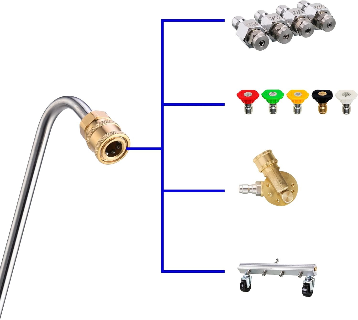 Stainless Steel Pressure Washer Gutter Cleaner Attachment, Angled Extension Wand