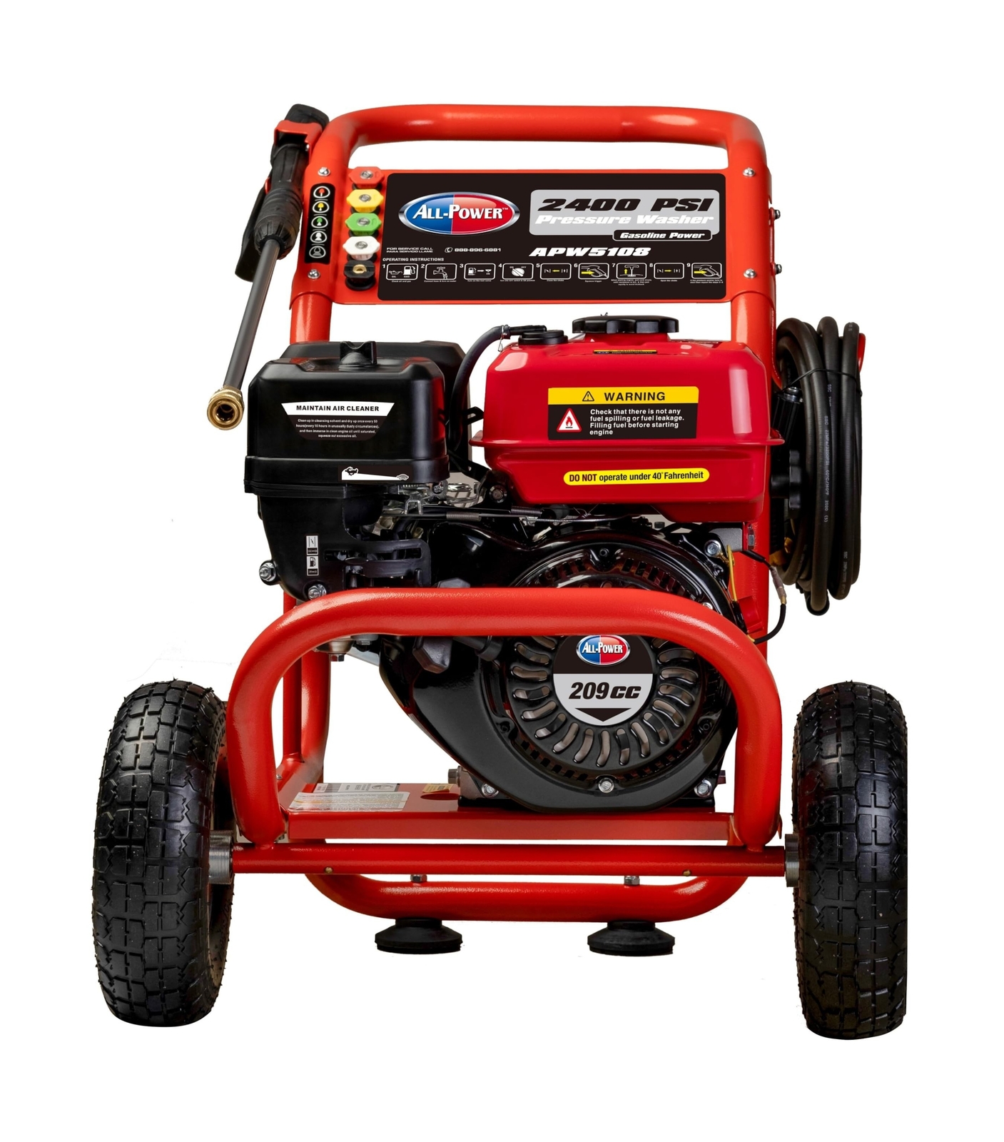 All Power, APW5108 Pressure Washer 2400 PSI 2.5 GPM, 5 Quick Connect Spray No…